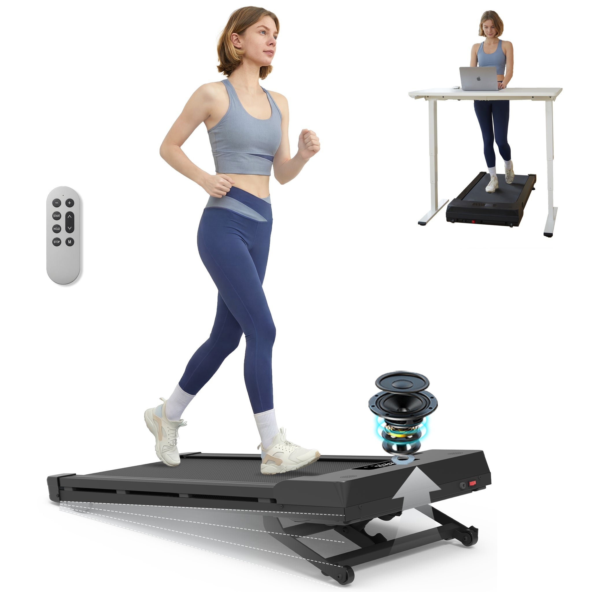 PACEROCKER Walking Pad Treadmill with 12% 9-Level Auto Incline, 450 lbs Capacity Bluetooth Speaker Under Desk Treadmills for Home Hiking, 5 MPH