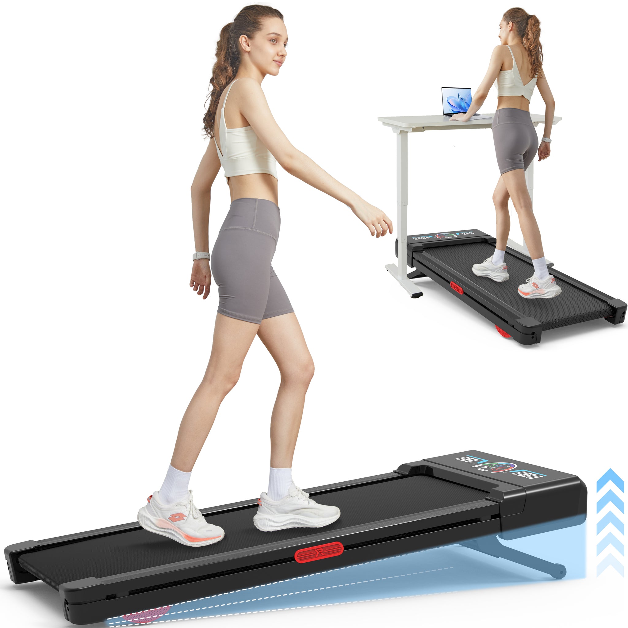 TRAILVIBER Walking Pad Treadmill with 12% 9-Level Auto Incline, 450 lbs Capacity and RGB LED Screen