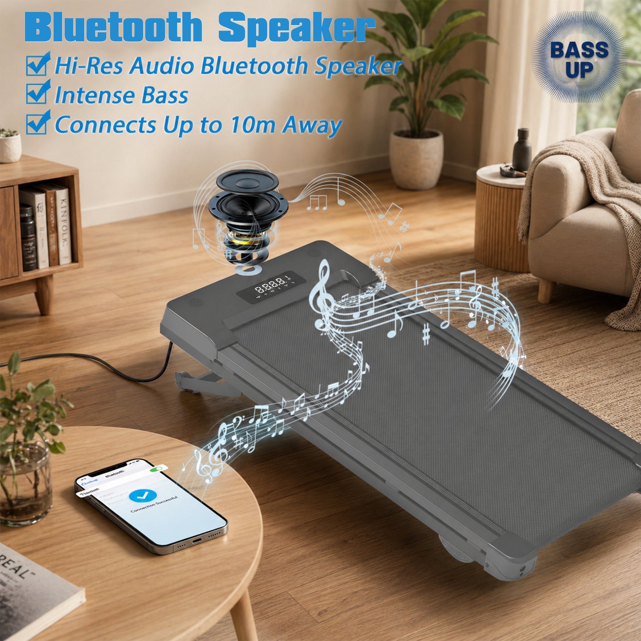 PACEROCKER Walking Pad Treadmill with 12% 9-Level Auto Incline, 450 lbs Capacity Bluetooth Speaker Under Desk Treadmills for Home Hiking, 5 MPH