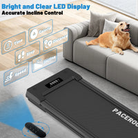 PACEROCKER Walking Pad Treadmill with 12% 9-Level Auto Incline, 450 lbs Capacity Bluetooth Speaker Under Desk Treadmills for Home Hiking, 5 MPH, Grey Black