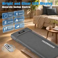 PACEROCKER Walking Pad Treadmill with 12% 9-Level Auto Incline, 450 lbs Capacity Bluetooth Speaker Under Desk Treadmills for Home Hiking, 5 MPH