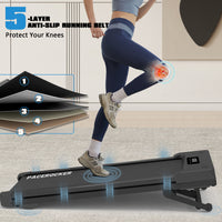 PACEROCKER Walking Pad Treadmill with 12% 9-Level Auto Incline, 450 lbs Capacity Bluetooth Speaker Under Desk Treadmills for Home Hiking, 5 MPH, Grey Black