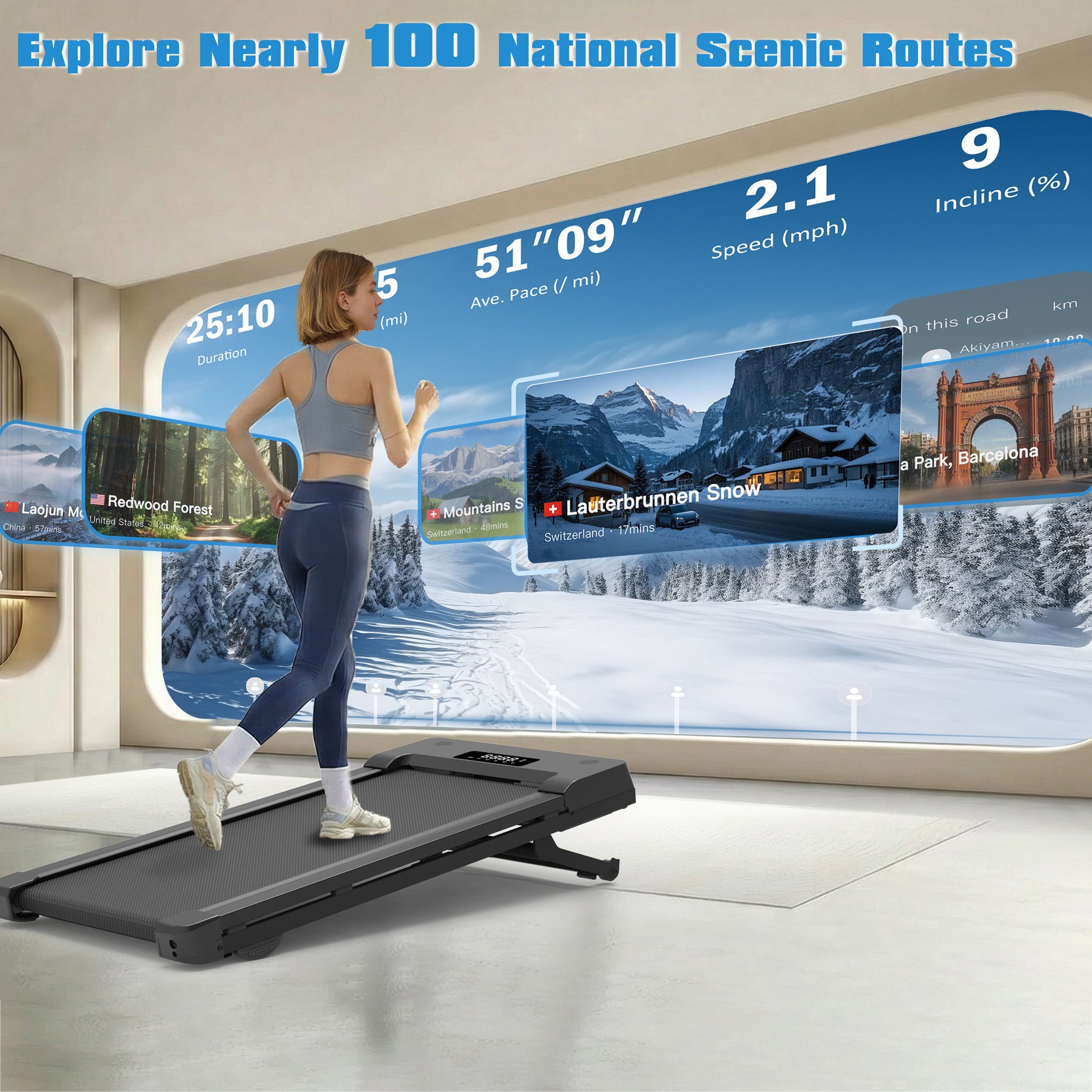 PACEROCKER Walking Pad Treadmill with 12% 9-Level Auto Incline, Under Desk Treadmill for Home with Hiking Mode, 400+ lbs Capacity, HI-RES AUDIO Bluetooth Speaker